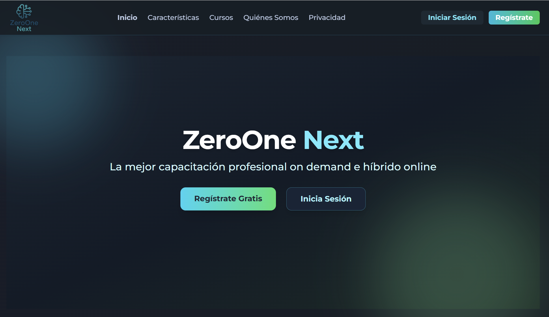 Captura ZeroOneNext — Plataforma de capacitación