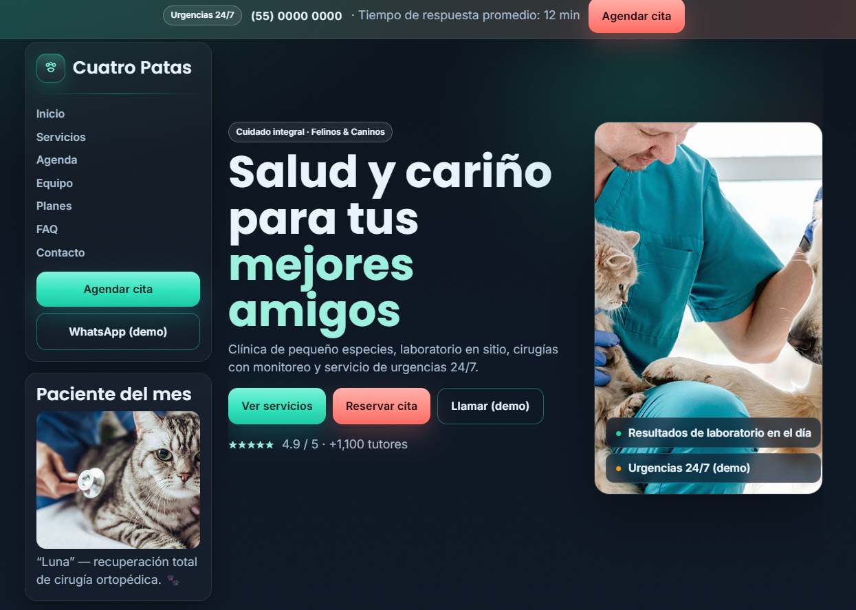 Demo Veterinaria Cuatro Patas